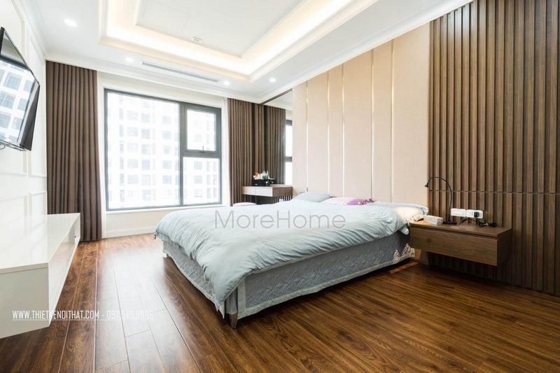 Không gian hiện đại tinh tế của phòng ngủ master của chung cư An Bình City